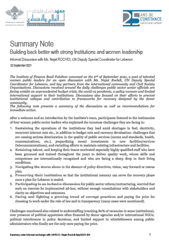 strong Institutions and women leadership cover