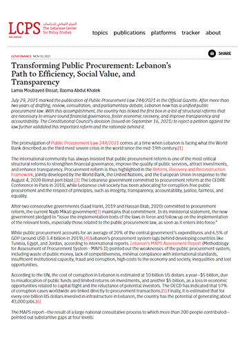 Transforming Public Procurement: Lebanon’s Path to Efficiency cover